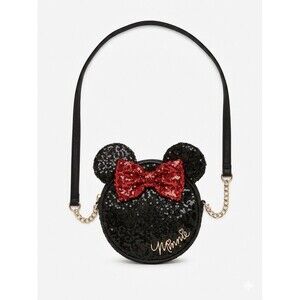 Disney Store Minnie Mouse Black Sequin Purse EUC Red Bow Chain